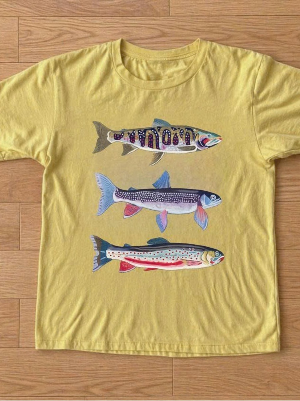 Yellow Fish Graphic Pet-Themed T-Shirt